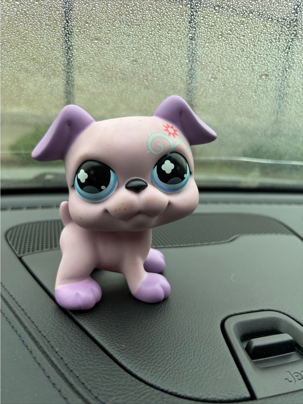 Rare - Littlest pet shop LPS Deco Pets purple dog puppy boxer Hasbro